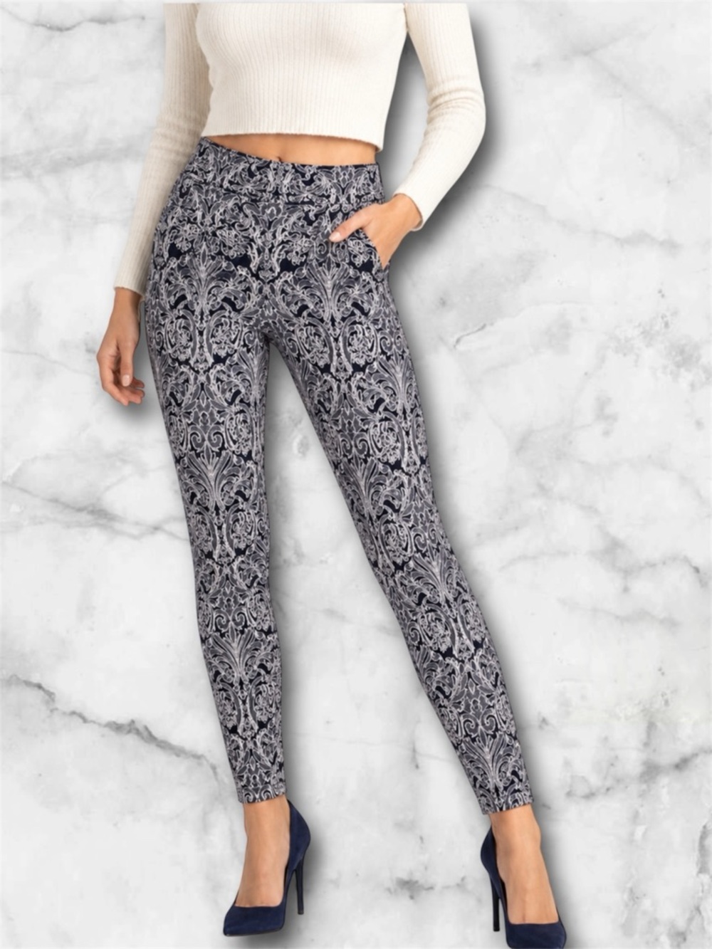 Zac & Rachel Paisley Medallion Print Activewear Pants Stretchy Pockets Size 10